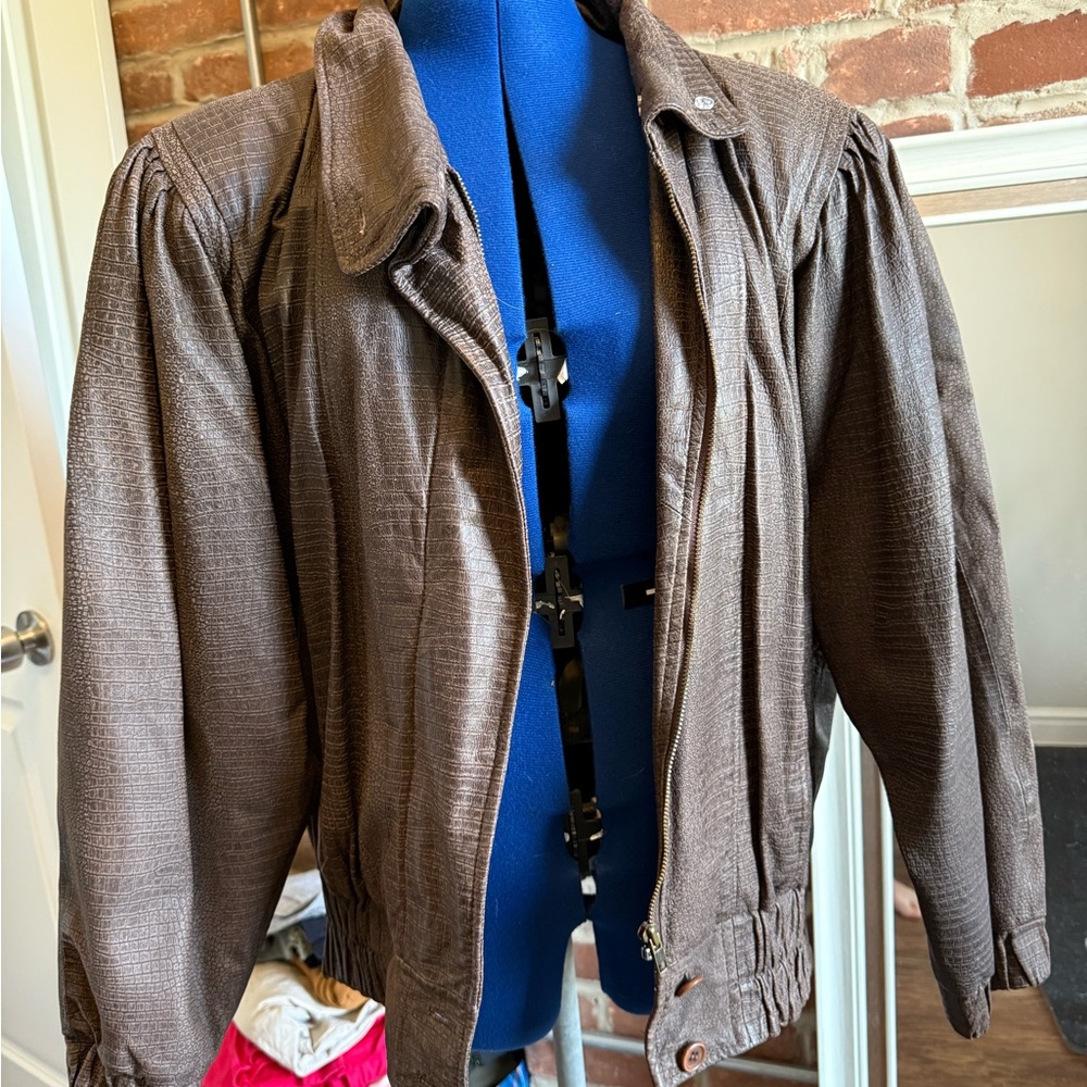 Vintage Brown Textured Genuine Leather Jacket